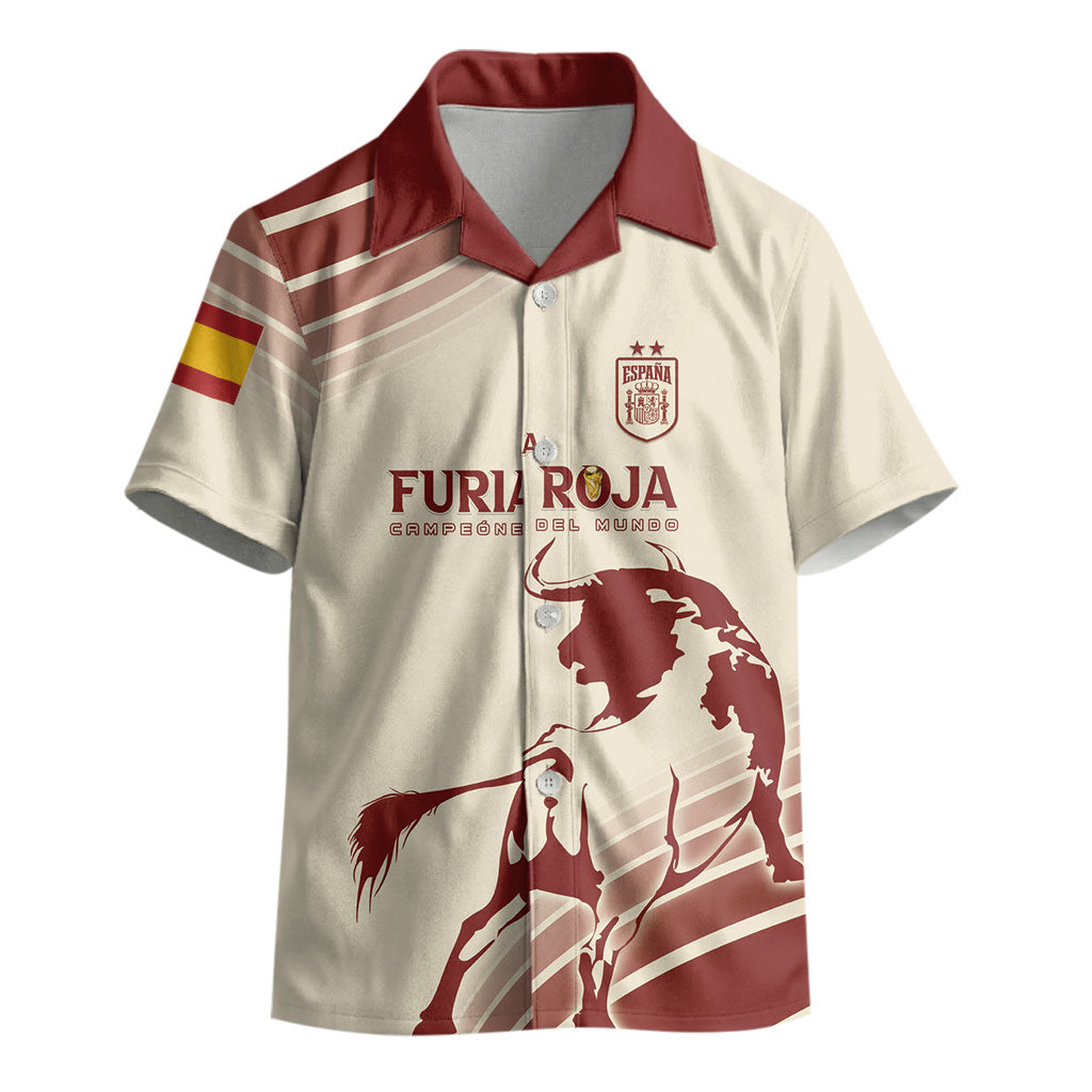 Spain La Roja Custom Kid Hawaiian Shirt Campeones del Mundo - Away Color