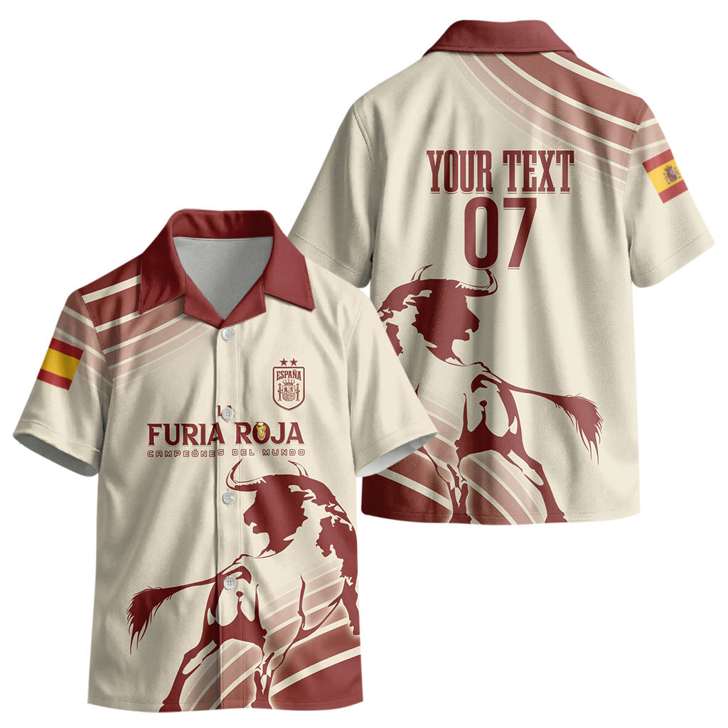 Spain La Roja Custom Kid Hawaiian Shirt Campeones del Mundo - Away Color