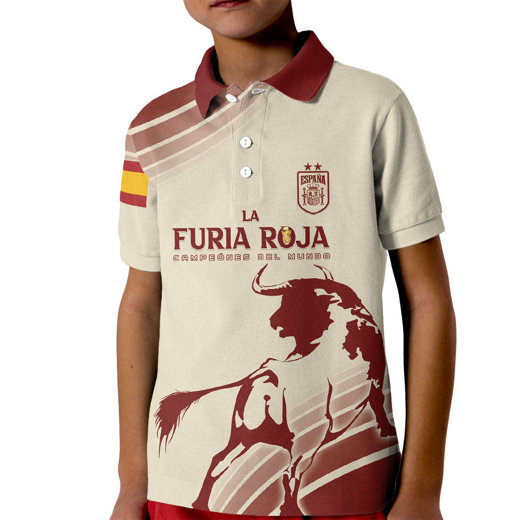 Spain La Roja Custom Kid Polo Shirt Campeones del Mundo - Away Color