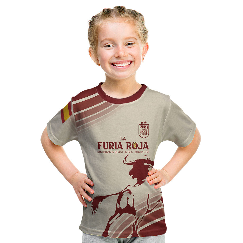 Spain La Roja Custom Kid T Shirt Campeones del Mundo - Away Color