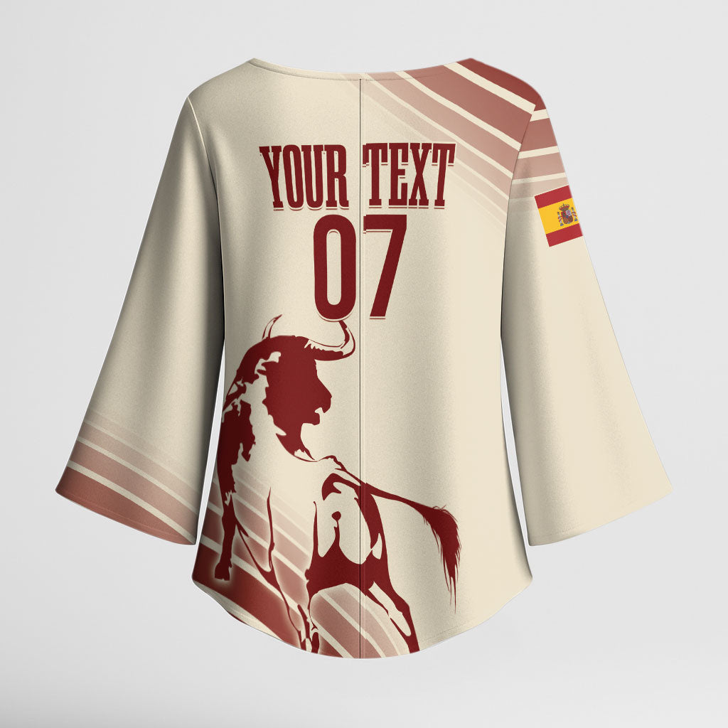 Spain La Roja Custom Kimono Sleeve Blouse Campeones del Mundo - Away Color
