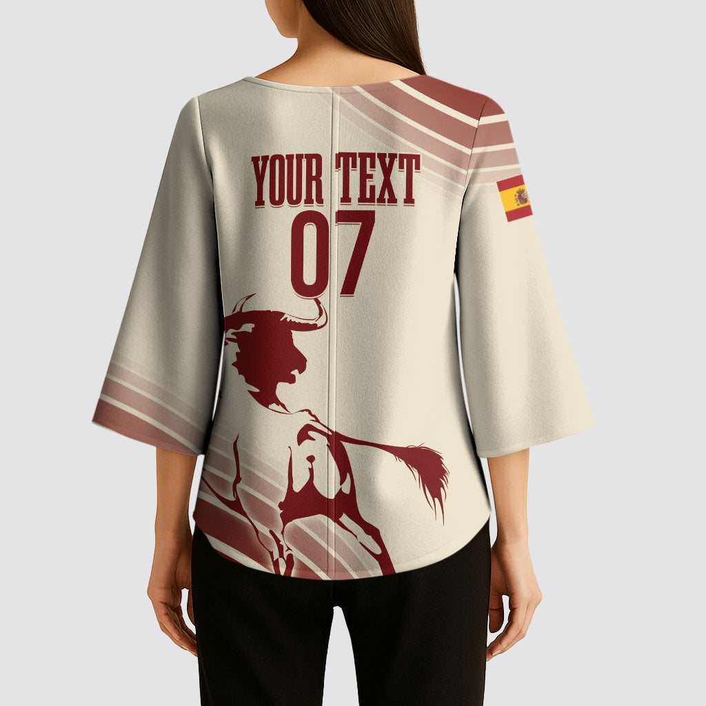 Spain La Roja Custom Kimono Sleeve Blouse Campeones del Mundo - Away Color