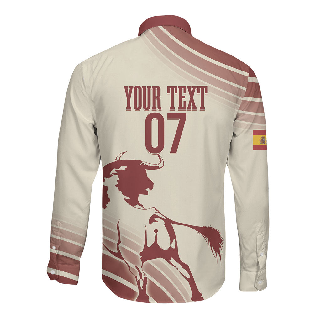 Spain La Roja Custom Long Sleeve Button Shirt Campeones del Mundo - Away Color