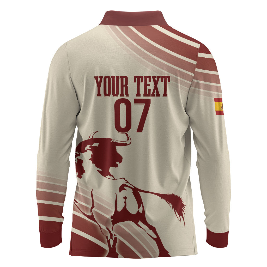 Spain La Roja Custom Long Sleeve Polo Shirt Campeones del Mundo - Away Color