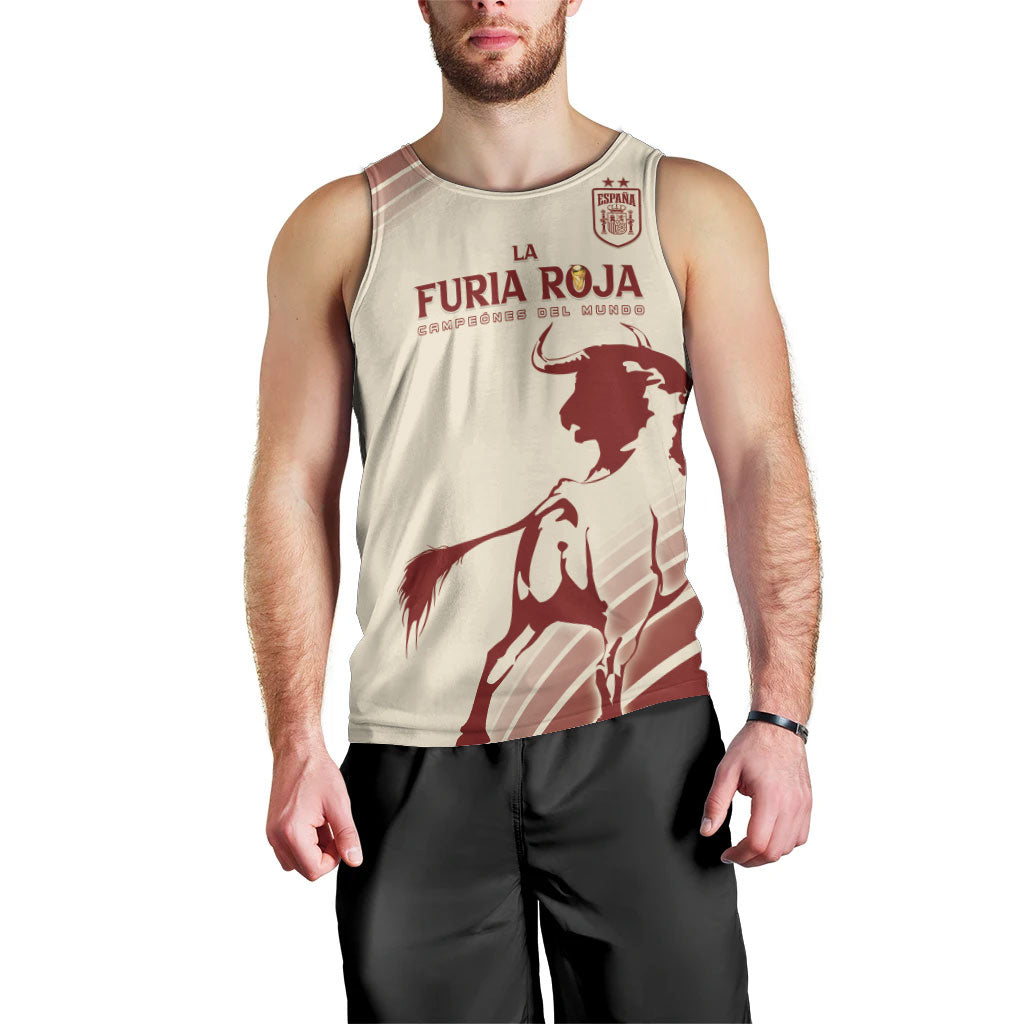 Spain La Roja Custom Men Tank Top Campeones del Mundo - Away Color