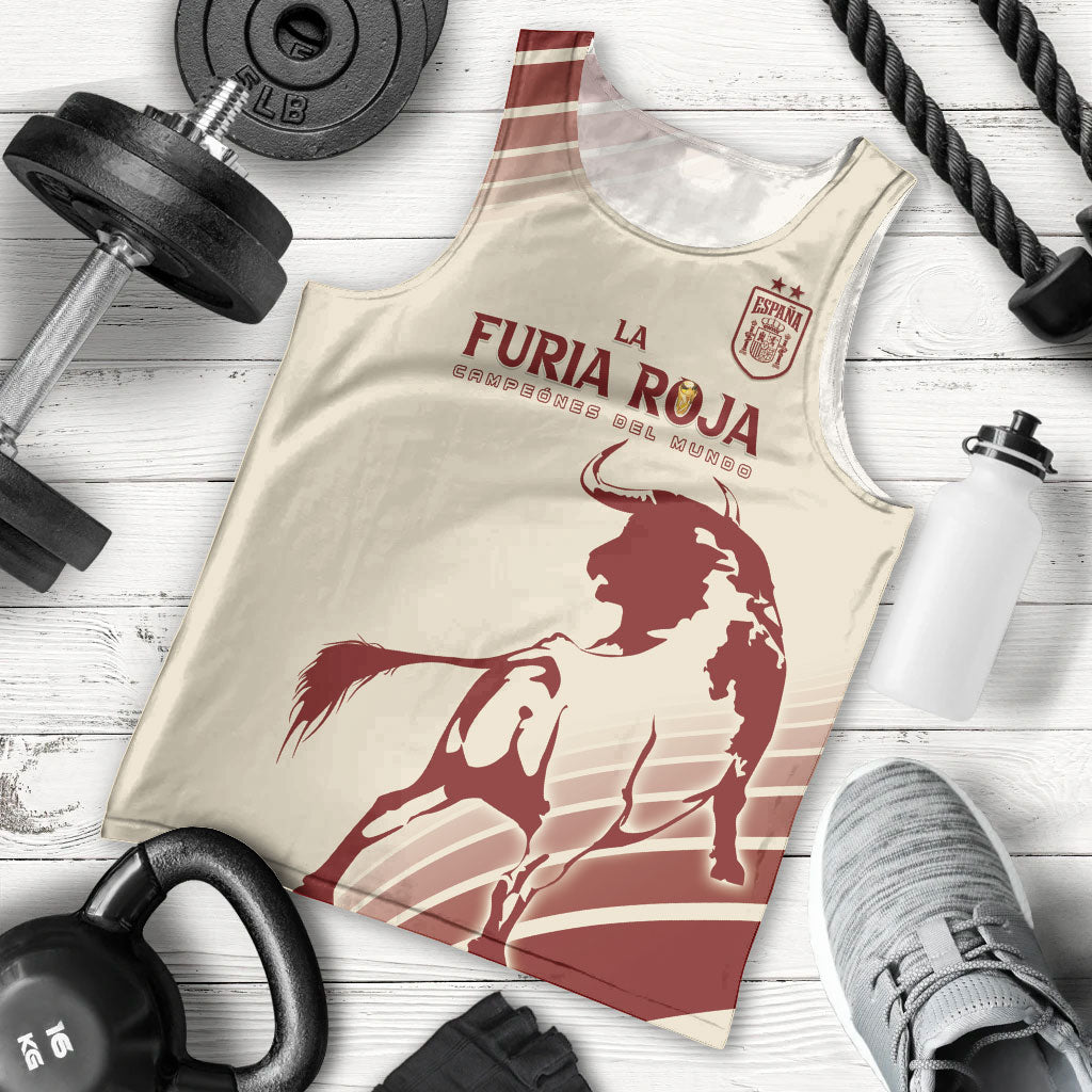 Spain La Roja Custom Men Tank Top Campeones del Mundo - Away Color