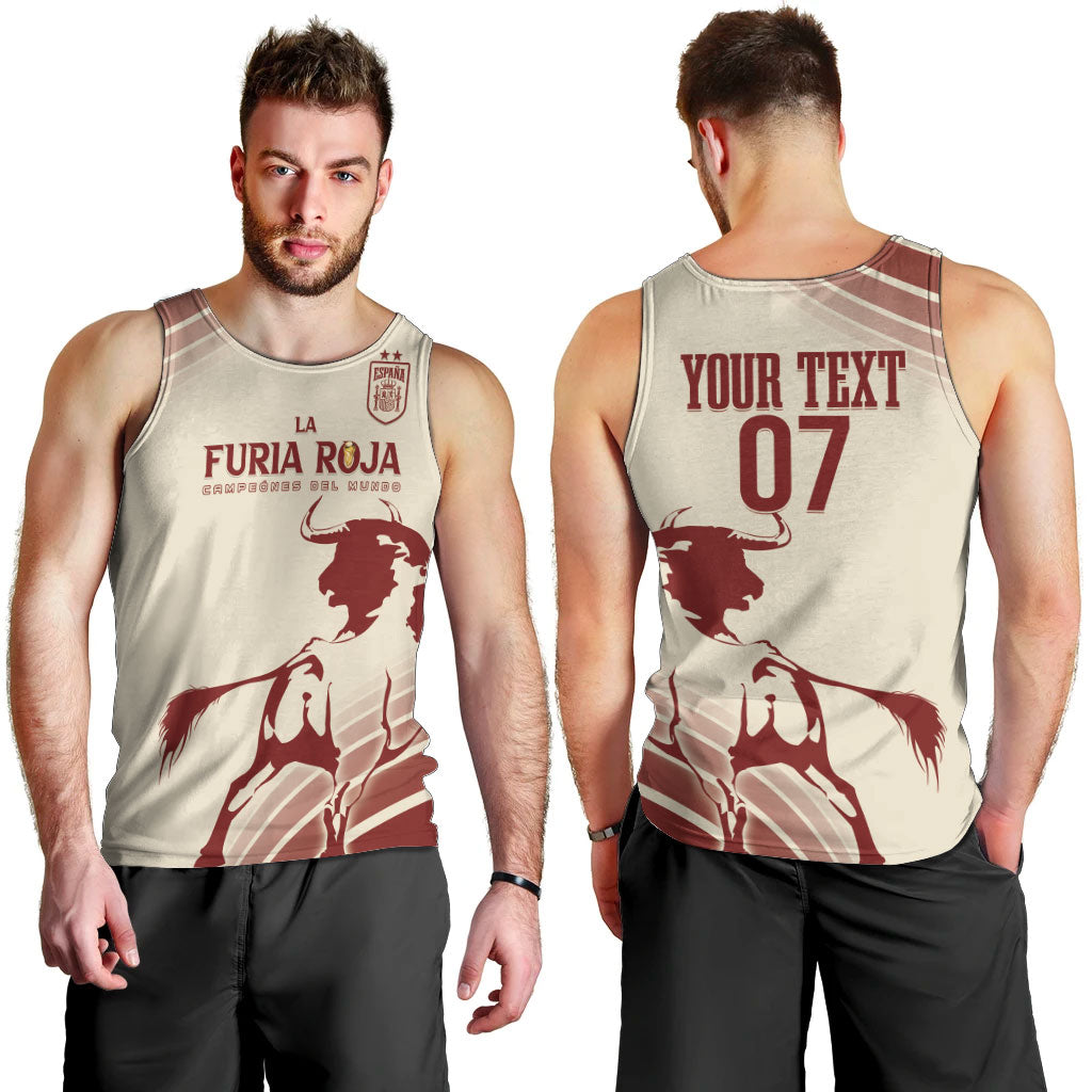 Spain La Roja Custom Men Tank Top Campeones del Mundo - Away Color