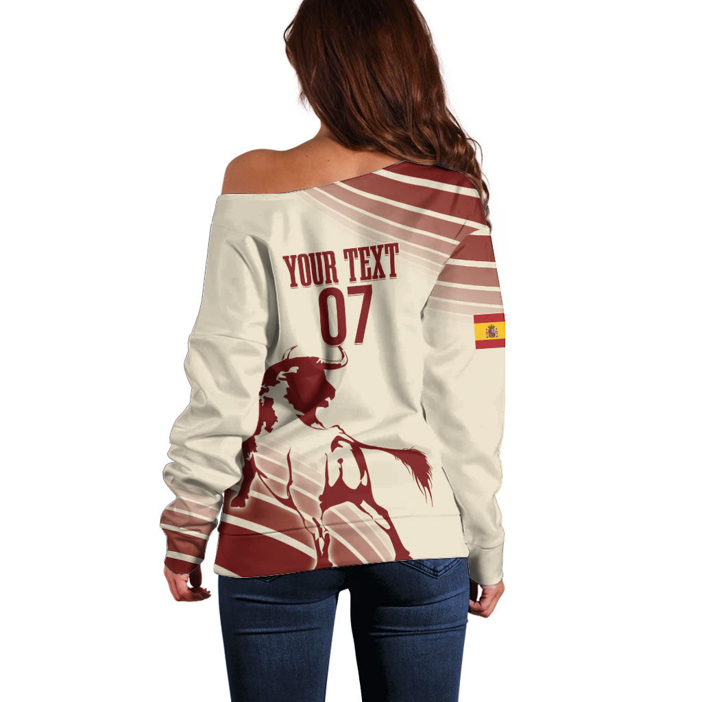 Spain La Roja Custom Off Shoulder Sweater Campeones del Mundo - Away Color
