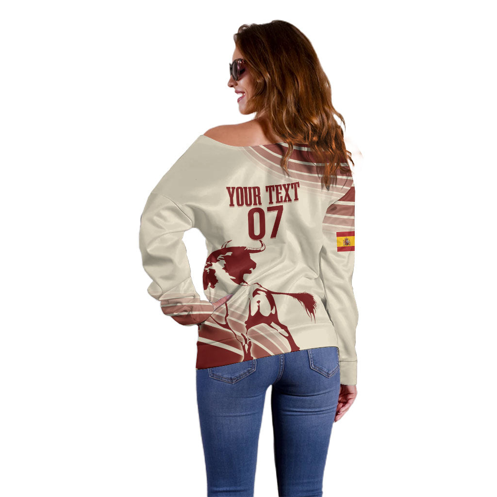 Spain La Roja Custom Off Shoulder Sweater Campeones del Mundo - Away Color