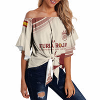 Spain La Roja Custom Off Shoulder Wrap Waist Top Campeones del Mundo - Away Color