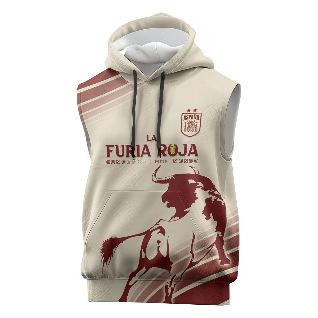 Spain La Roja Custom Sleeveless Hoodie Campeones del Mundo - Away Color