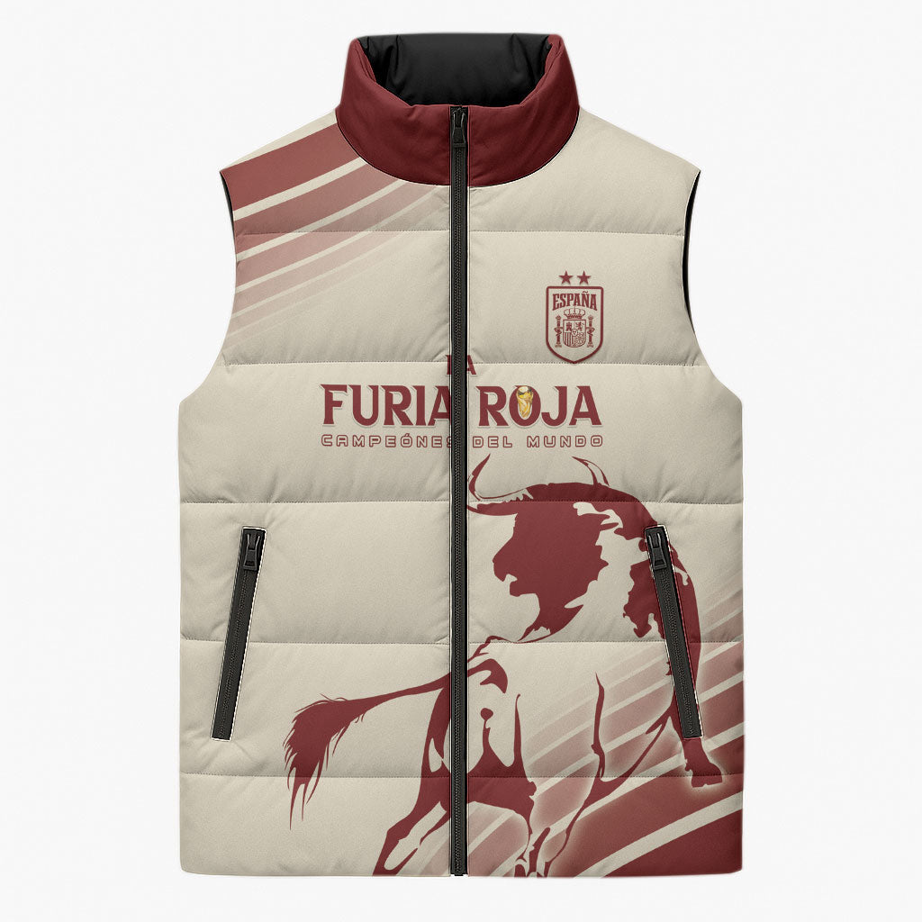 Spain La Roja Custom Sleeveless Puffer Jacket Campeones del Mundo - Away Color