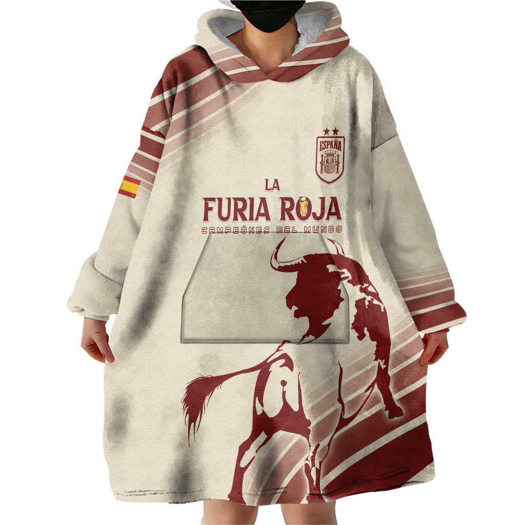 Spain La Roja Custom Wearable Blanket Hoodie Campeones del Mundo - Away Color