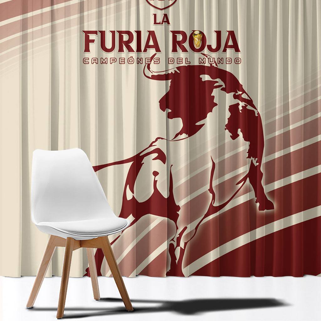 Spain La Roja Window Curtain Campeones del Mundo - Away Color