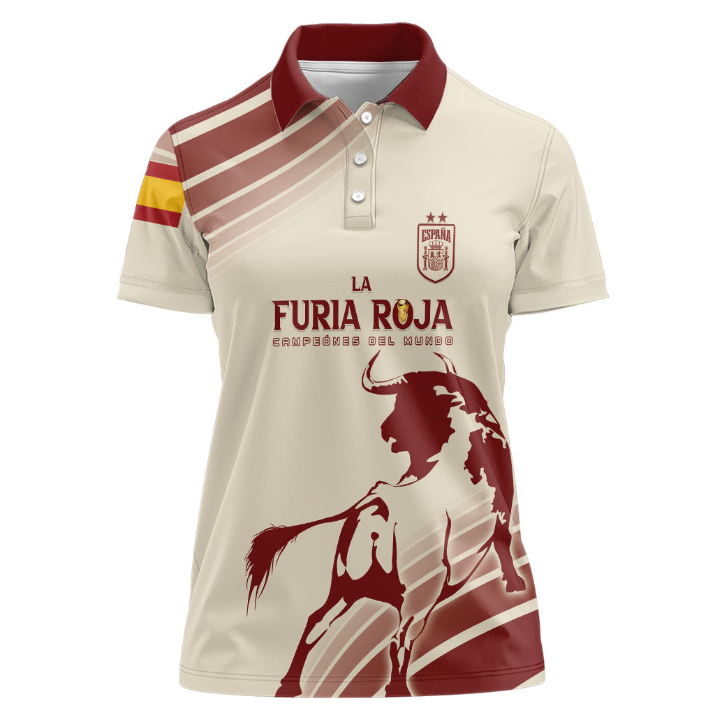 Spain La Roja Custom Women Polo Shirt Campeones del Mundo - Away Color