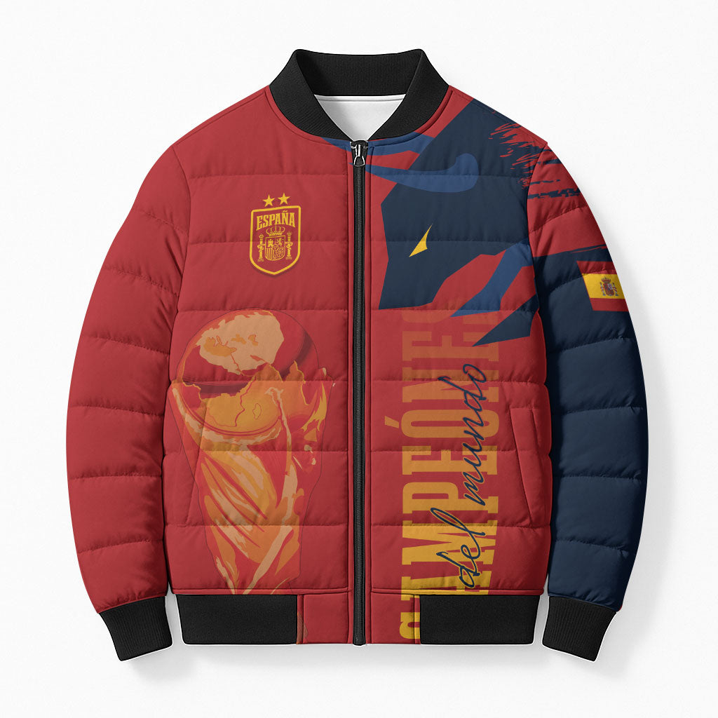 La Furia Roja Espana Custom Bomber Puffer Jacket Campeones del Mundo 2026