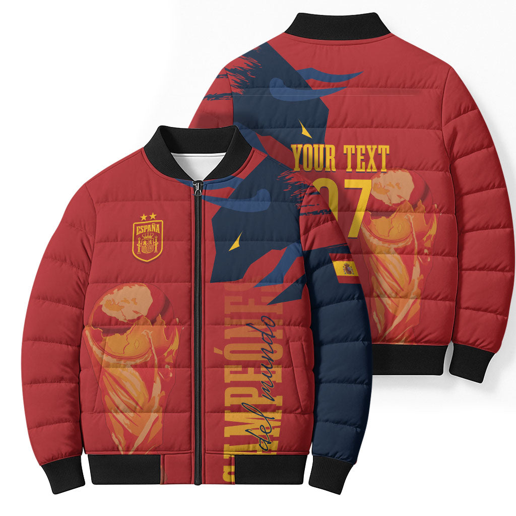 La Furia Roja Espana Custom Bomber Puffer Jacket Campeones del Mundo 2026