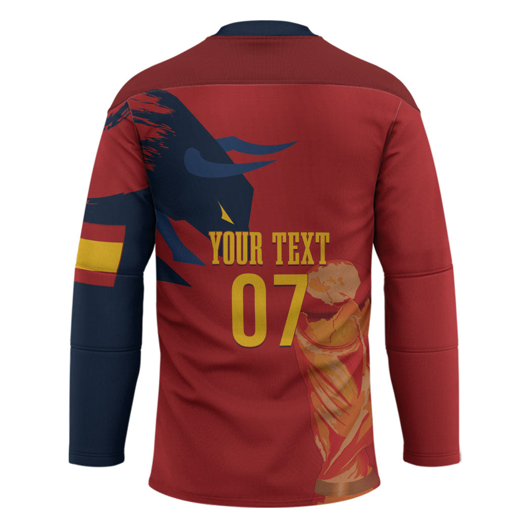 La Furia Roja Espana Custom Hockey Jersey Campeones del Mundo 2026