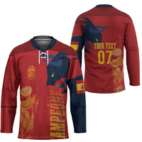 La Furia Roja Espana Custom Hockey Jersey Campeones del Mundo 2026