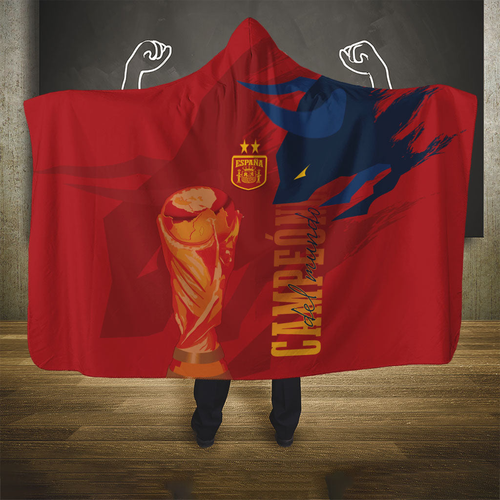 La Furia Roja Espana Hooded Blanket Campeones del Mundo 2026