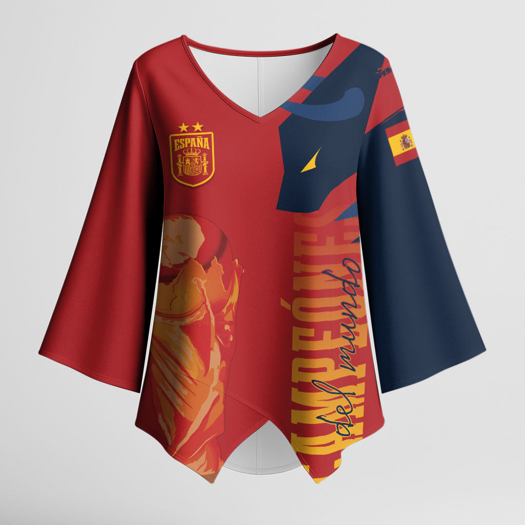 La Furia Roja Espana Custom Kimono Sleeve Blouse Campeones del Mundo 2026