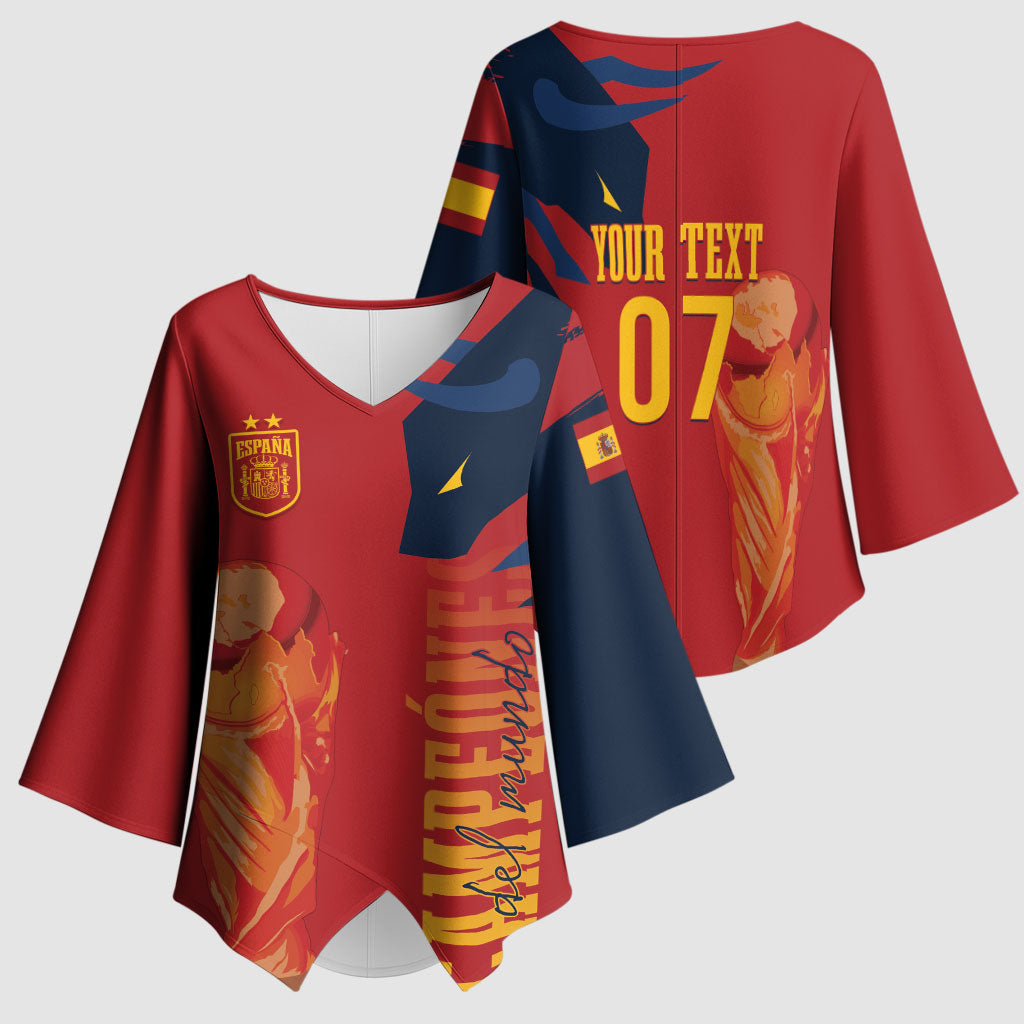 La Furia Roja Espana Custom Kimono Sleeve Blouse Campeones del Mundo 2026