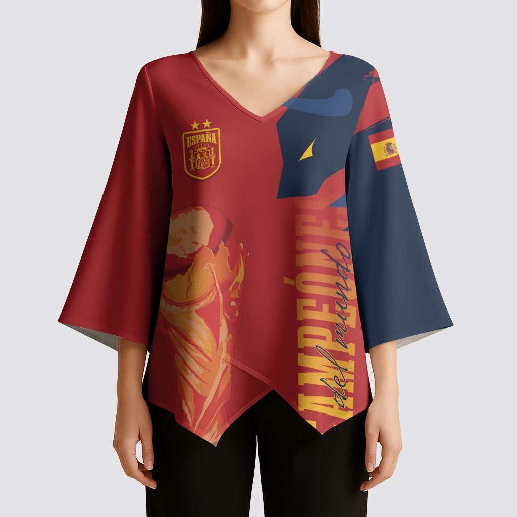 La Furia Roja Espana Custom Kimono Sleeve Blouse Campeones del Mundo 2026