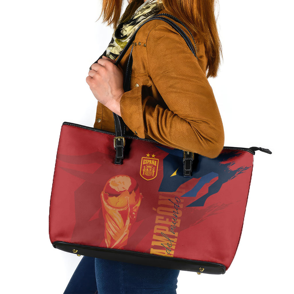 La Furia Roja Espana Leather Tote Bag Campeones del Mundo 2026