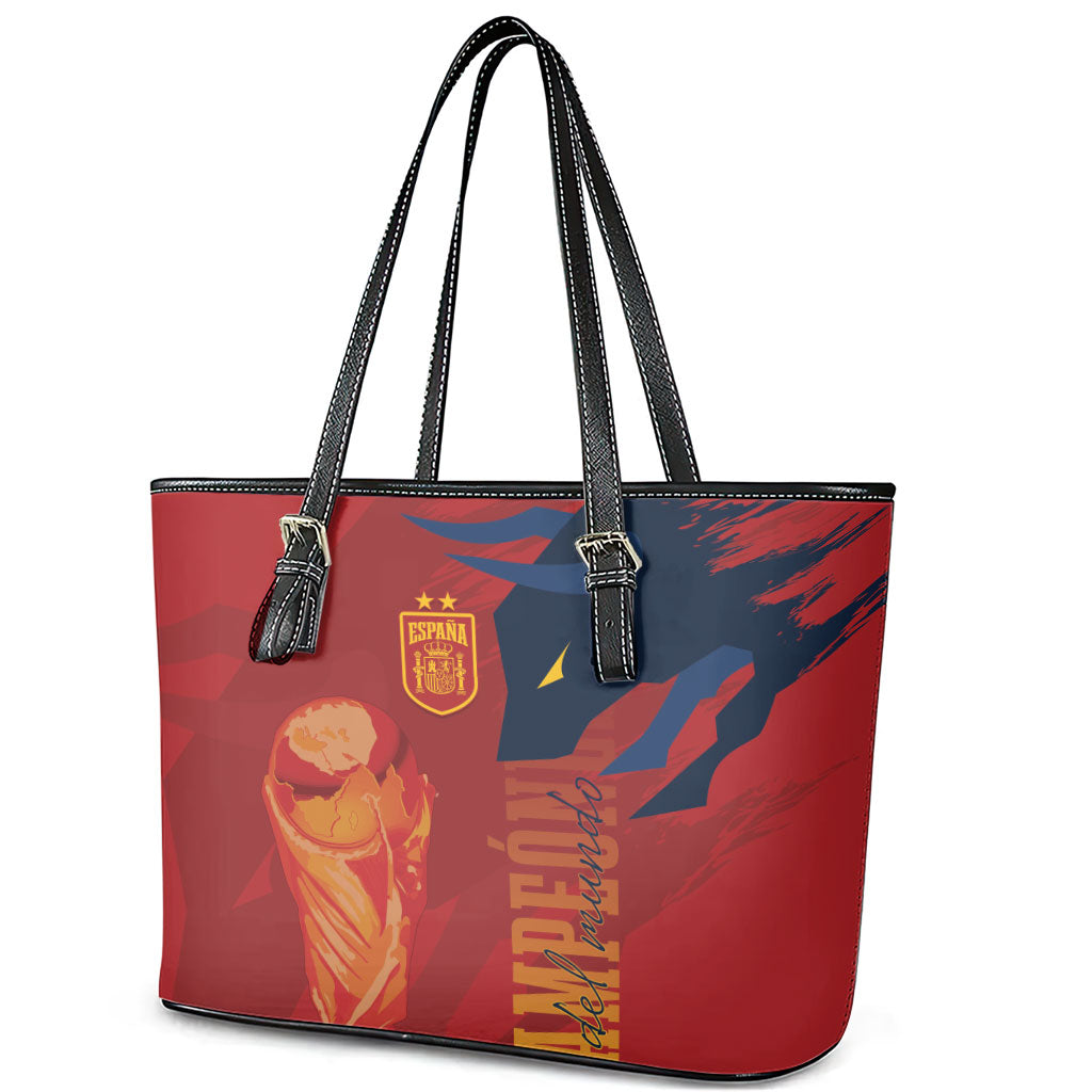 La Furia Roja Espana Leather Tote Bag Campeones del Mundo 2026