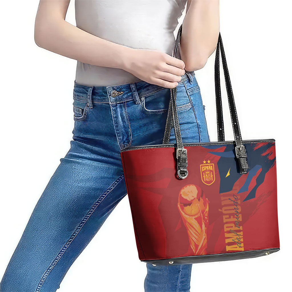 La Furia Roja Espana Leather Tote Bag Campeones del Mundo 2026