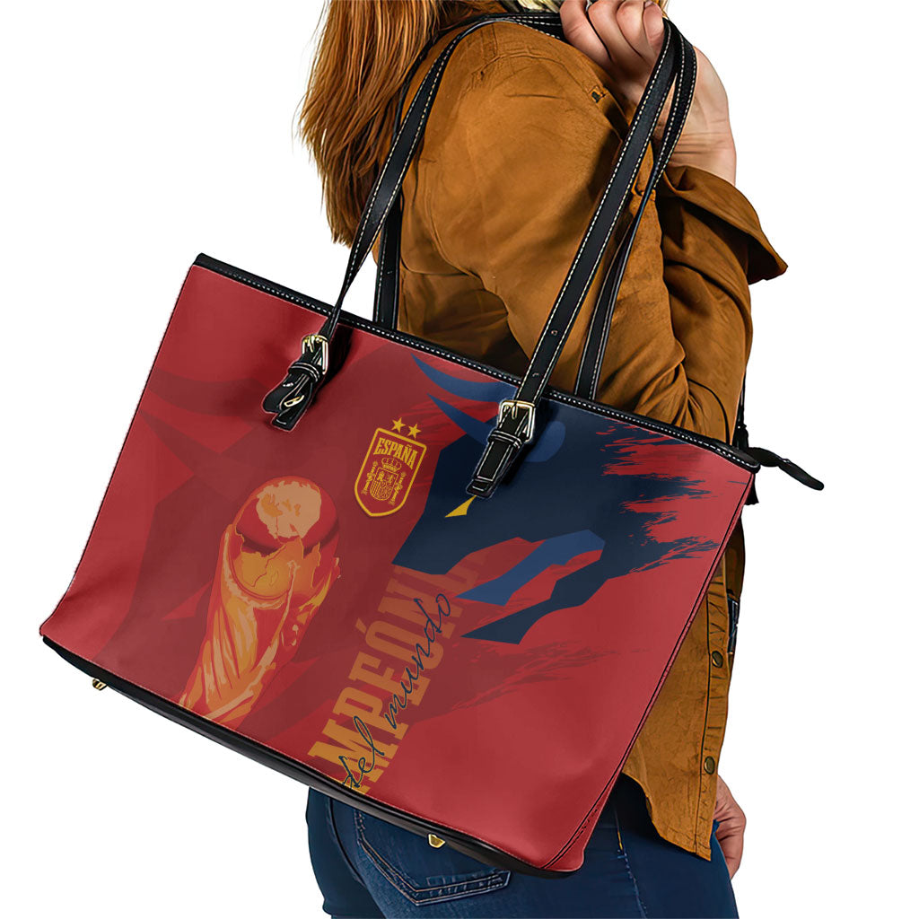 La Furia Roja Espana Leather Tote Bag Campeones del Mundo 2026