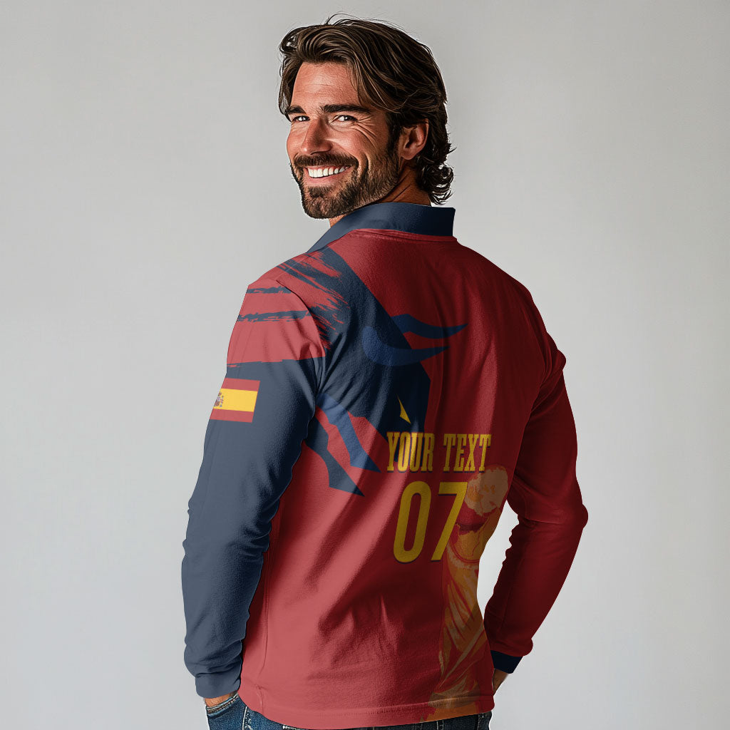 La Furia Roja Espana Custom Long Sleeve Polo Shirt Campeones del Mundo 2026