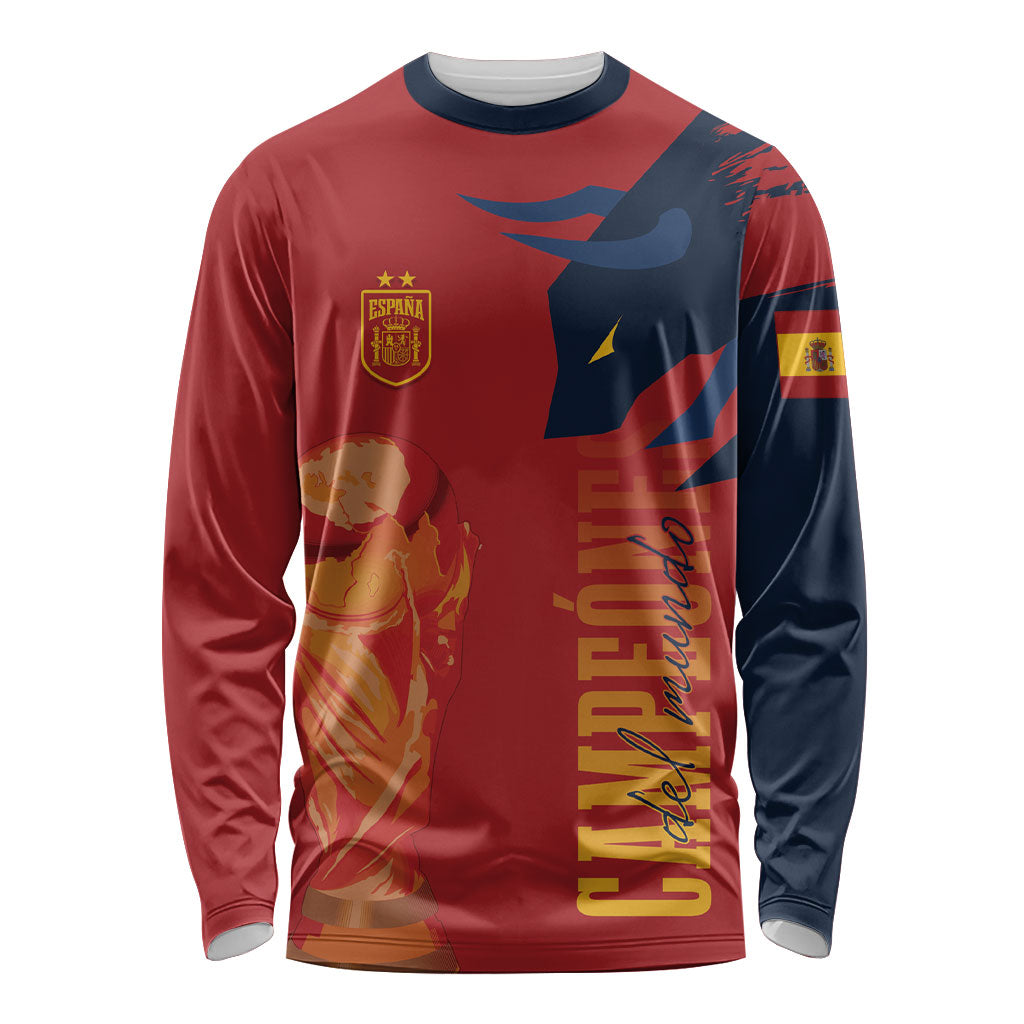 La Furia Roja Espana Custom Long Sleeve Shirt Campeones del Mundo 2026