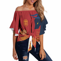 La Furia Roja Espana Custom Off Shoulder Wrap Waist Top Campeones del Mundo 2026