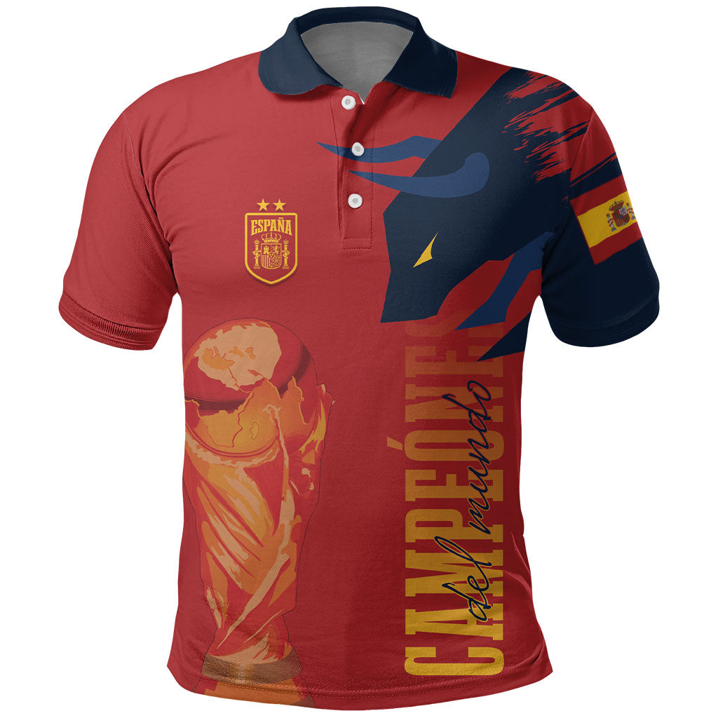 La Furia Roja Espana Custom Polo Shirt Campeones del Mundo 2026