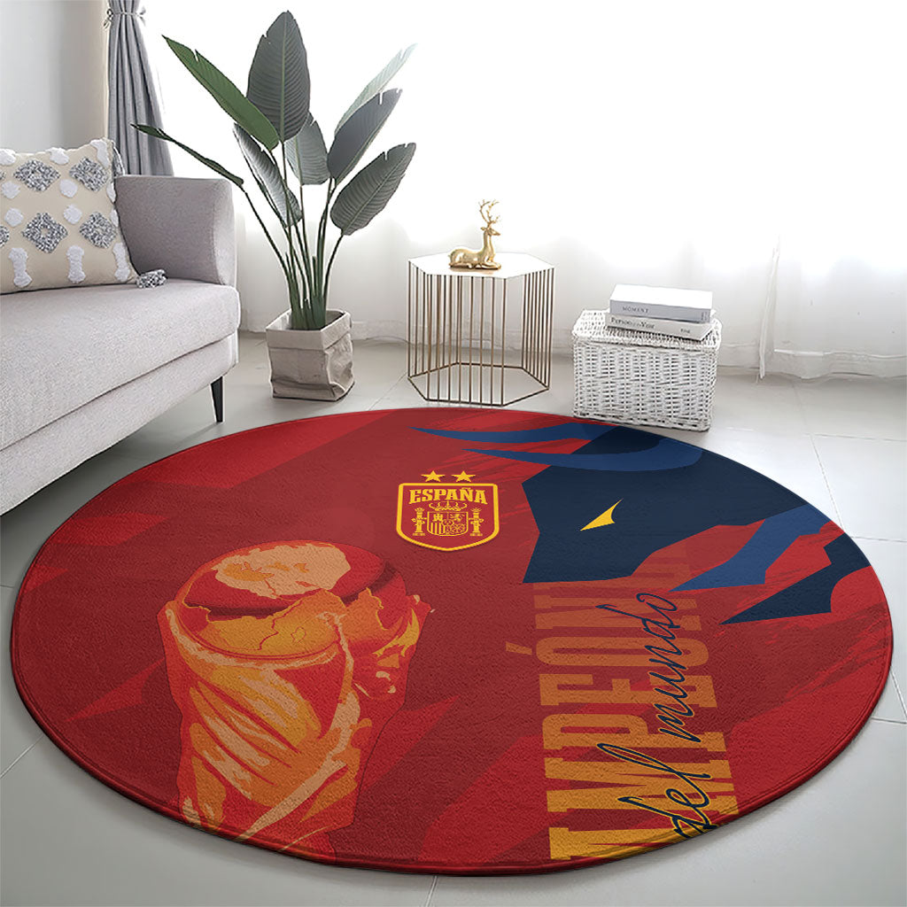 La Furia Roja Espana Round Carpet Campeones del Mundo 2026