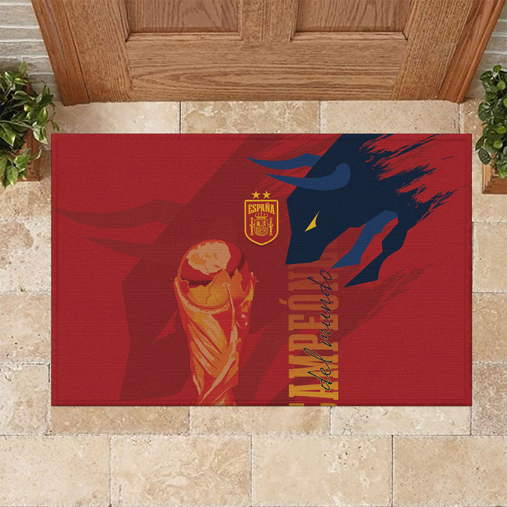La Furia Roja Espana Rubber Doormat Campeones del Mundo 2026