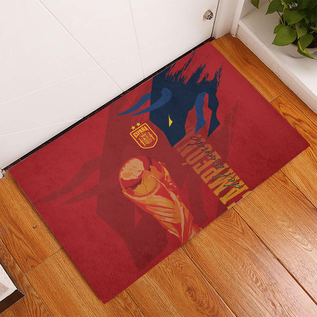 La Furia Roja Espana Rubber Doormat Campeones del Mundo 2026