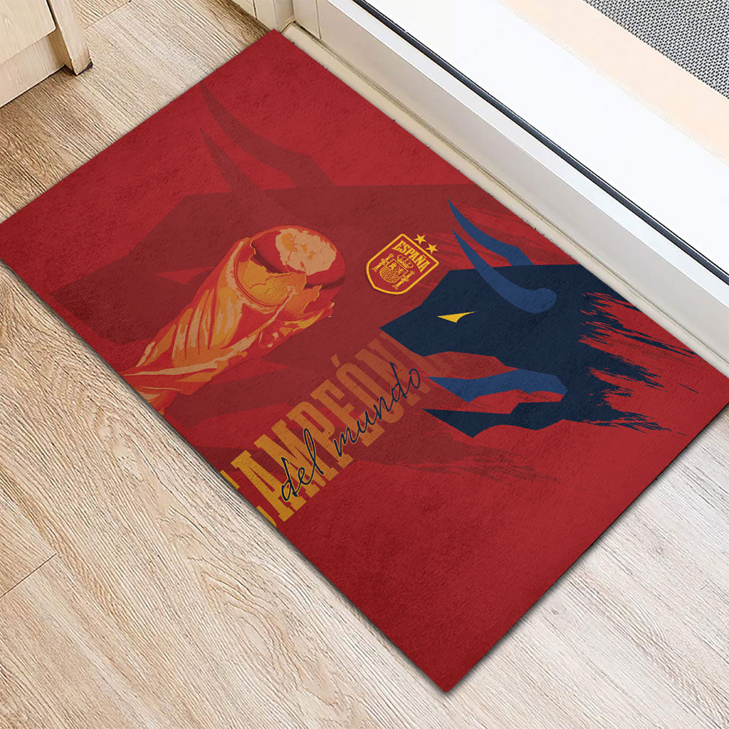 La Furia Roja Espana Rubber Doormat Campeones del Mundo 2026