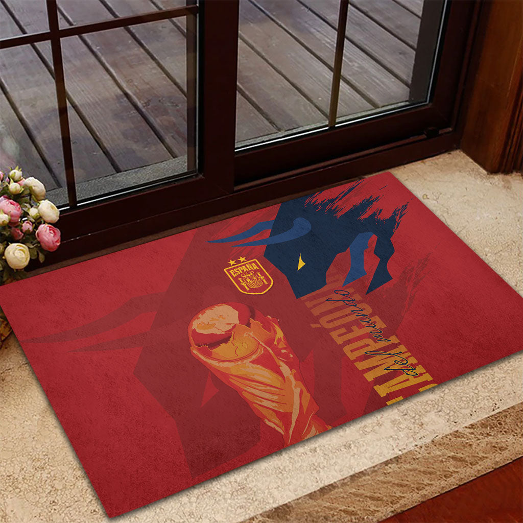 La Furia Roja Espana Rubber Doormat Campeones del Mundo 2026