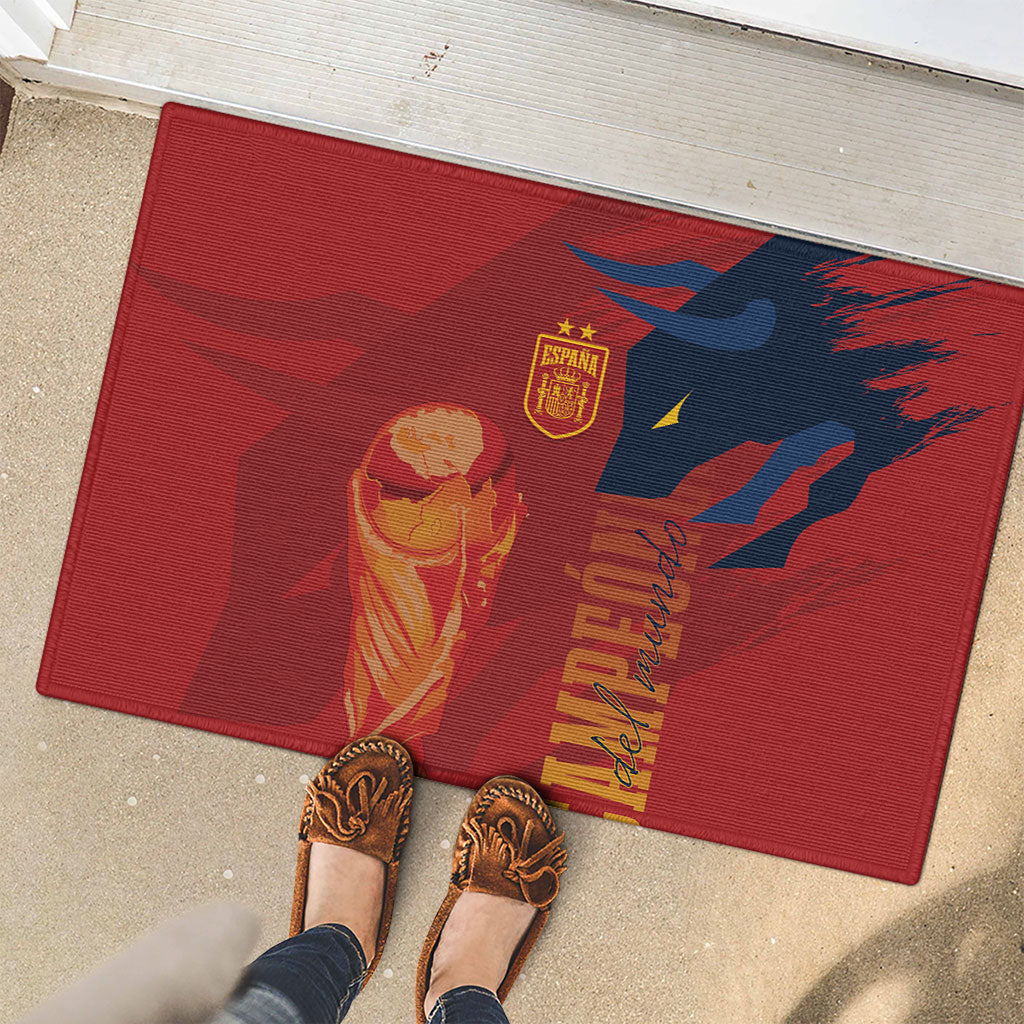 La Furia Roja Espana Rubber Doormat Campeones del Mundo 2026
