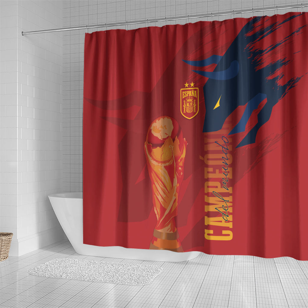 La Furia Roja Espana Shower Curtain Campeones del Mundo 2026