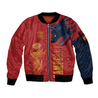 La Furia Roja Espana Custom Sleeve Zip Bomber Jacket Campeones del Mundo 2026