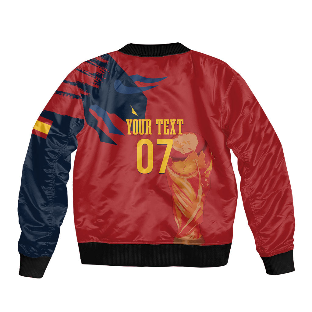 La Furia Roja Espana Custom Sleeve Zip Bomber Jacket Campeones del Mundo 2026
