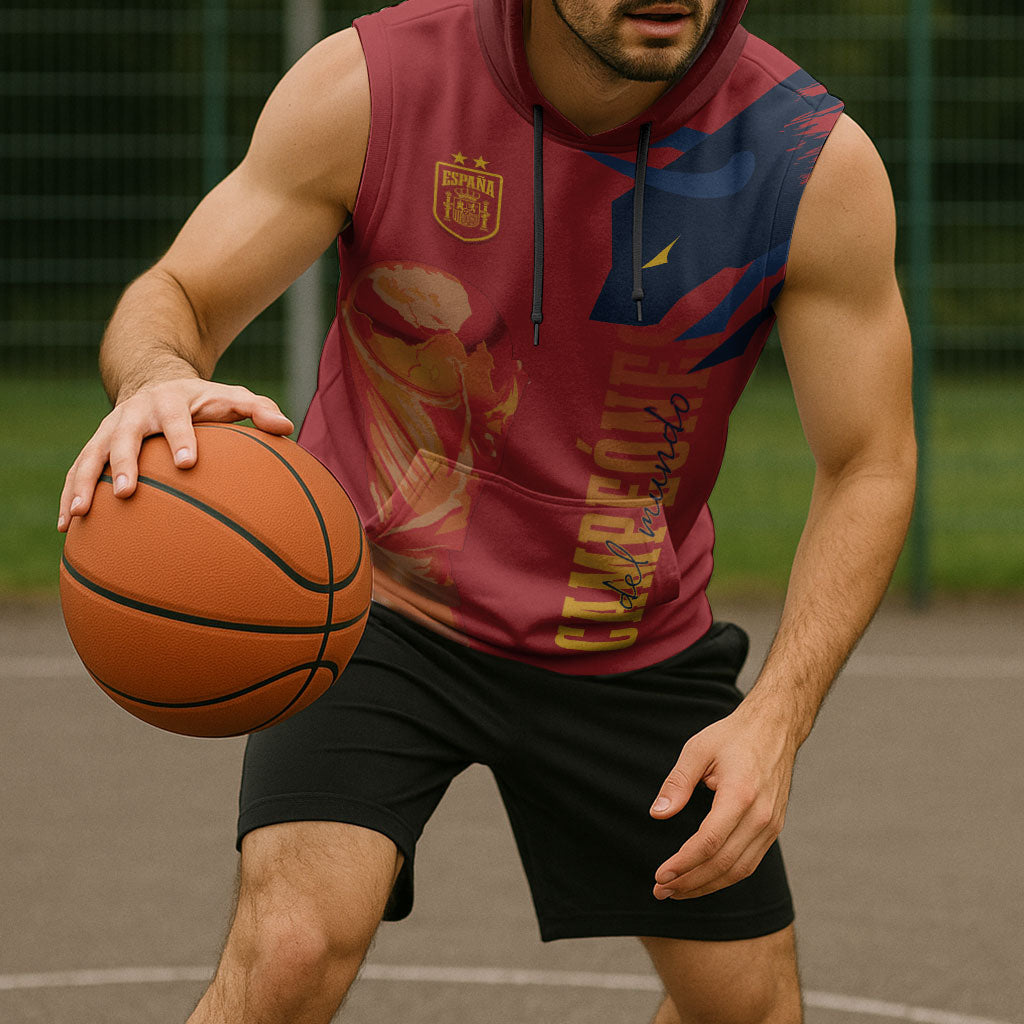 La Furia Roja Espana Custom Sleeveless Hoodie Campeones del Mundo 2026