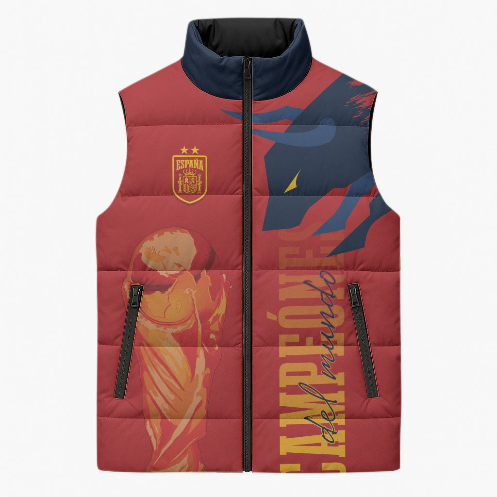 La Furia Roja Espana Custom Sleeveless Puffer Jacket Campeones del Mundo 2026