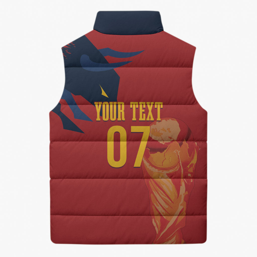 La Furia Roja Espana Custom Sleeveless Puffer Jacket Campeones del Mundo 2026