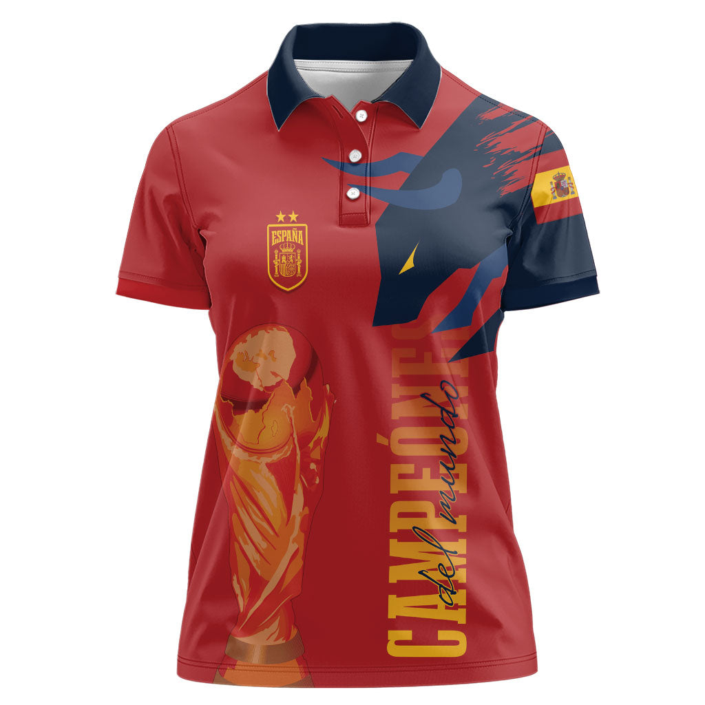 La Furia Roja Espana Custom Women Polo Shirt Campeones del Mundo 2026