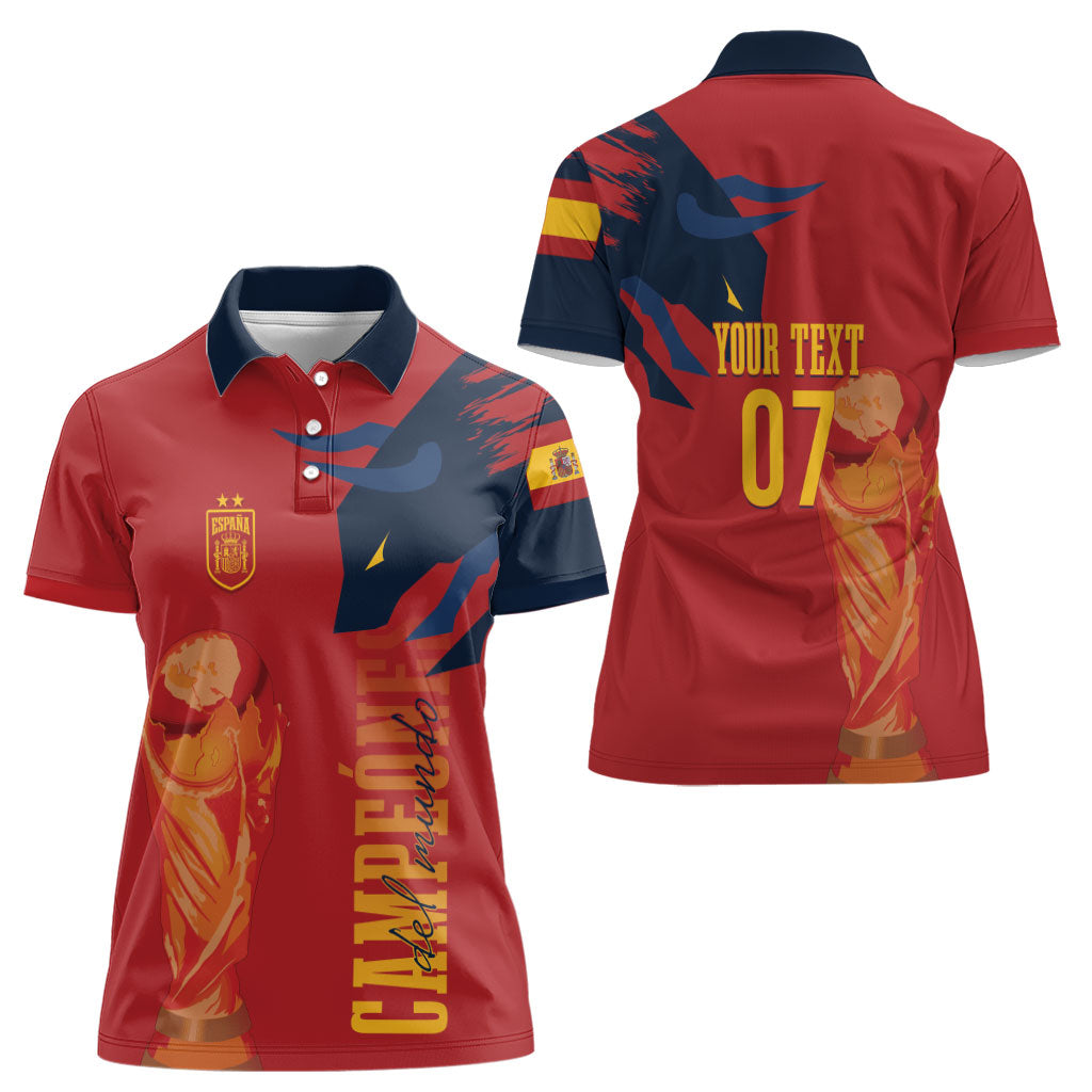 La Furia Roja Espana Custom Women Polo Shirt Campeones del Mundo 2026
