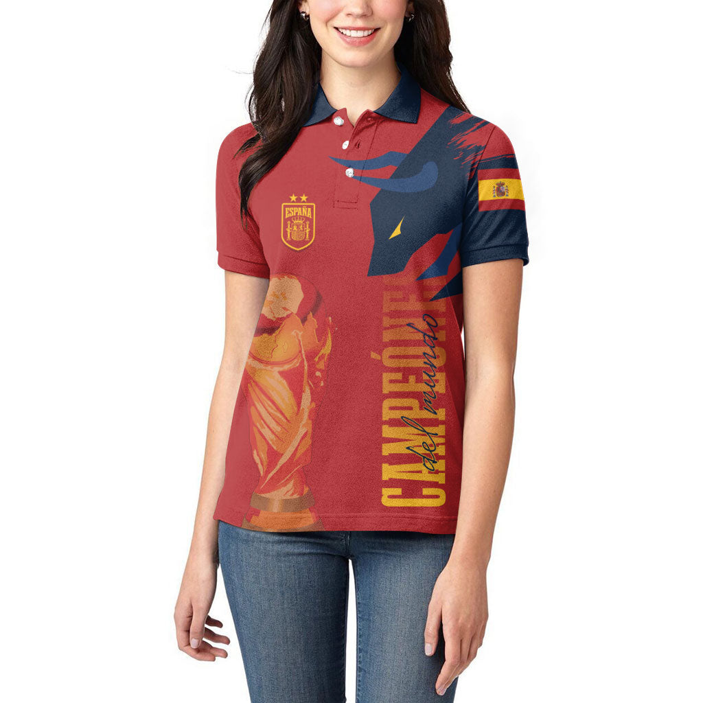 La Furia Roja Espana Custom Women Polo Shirt Campeones del Mundo 2026